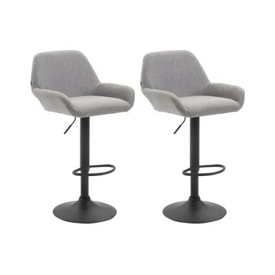 CLP 2er Set Barhocker höhenverstellbar Braga, mit Stoffbezug und Rückenlehne, Metallgestell mit Fußstütze, Thekenhocker