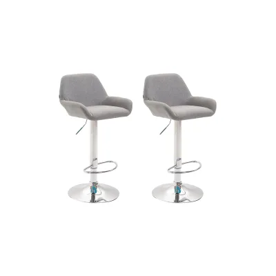 CLP 2er Set Barhocker höhenverstellbar Braga, mit Stoffbezug und Rückenlehne, Metallgestell mit Fußstütze, Thekenhocker