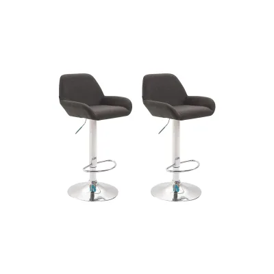 CLP 2er Set Barhocker höhenverstellbar Braga, mit Stoffbezug und Rückenlehne, Metallgestell mit Fußstütze, Thekenhocker