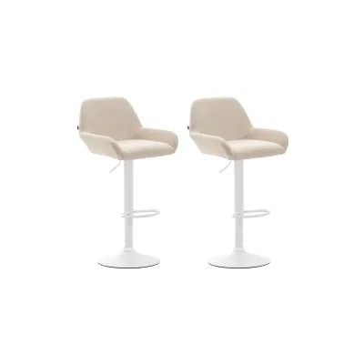 CLP 2er Set Barhocker höhenverstellbar Braga, mit Stoffbezug und Rückenlehne, Metallgestell mit Fußstütze, Thekenhocker