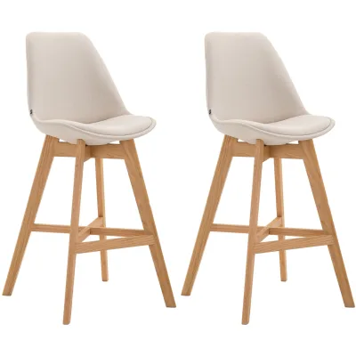 CLP 2er Set Barhocker Cannes Stoff-Bezug I Thekenhocker mit Eichenholz-Gestell