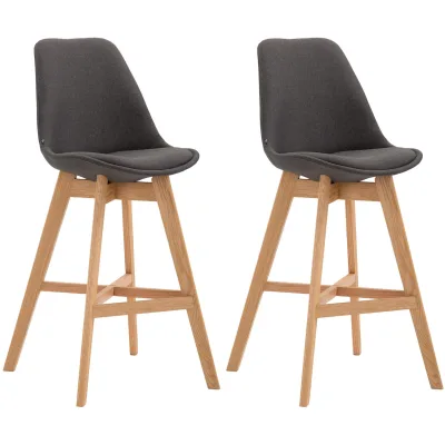 CLP 2er Set Barhocker Cannes Stoff-Bezug I Thekenhocker mit Eichenholz-Gestell