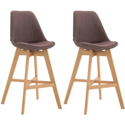 CLP 2er Set Barhocker Cannes Stoff-Bezug I Thekenhocker mit Eichenholz-Gestell
