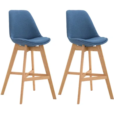 CLP 2er Set Barhocker Cannes Stoff-Bezug I Thekenhocker mit Eichenholz-Gestell
