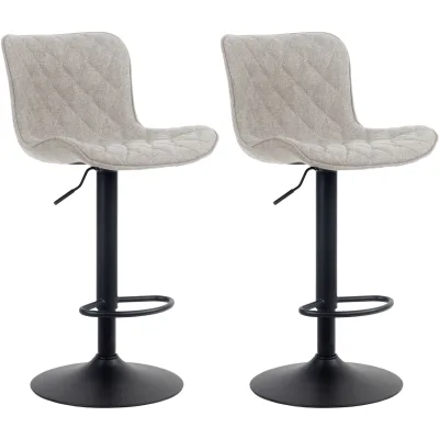 CLP 2er Set Barhocker Emma - Höhenverstellbare Barstühle - 360° Drehstühle Mit Rückenlehne Für Küche Und Bistro