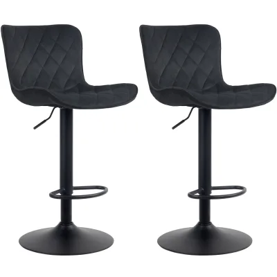 CLP 2er Set Barhocker Emma - Höhenverstellbare Barstühle - 360° Drehstühle Mit Rückenlehne Für Küche Und Bistro