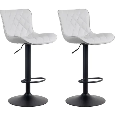 CLP 2er Set Barhocker Emma - Höhenverstellbare Barstühle - 360° Drehstühle Mit Rückenlehne Für Küche Und Bistro