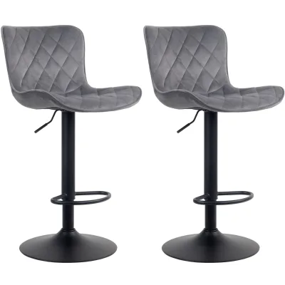 CLP 2er Set Barhocker Emma - Höhenverstellbare Barstühle - 360° Drehstühle Mit Rückenlehne Für Küche Und Bistro