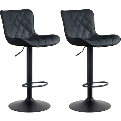 CLP 2er Set Barhocker Emma - Höhenverstellbare Barstühle - 360° Drehstühle Mit Rückenlehne Für Küche Und Bistro