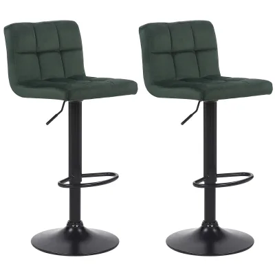 CLP 2er Set Barhocker Feni Samt, höhenverstellbar mit Fußstütze, Lehne & Metallgestell, belastbar bis 150 kg