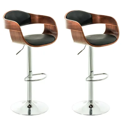 CLP 2er Set Barhocker Kingston Mit Kunstlederbezug I Höhenverstellbarer Barstuhl Mit Robustem Metallgestell