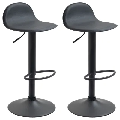 CLP 2er Set Barhocker Lana V2 Mit Kunstlederbezug I 2 x Höhenverstellbarer Barstuhl Mit Lehne