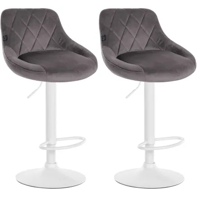 CLP 2er Set Barhocker Lazio Mit Samtbezug I Drehbarer Thekenhocker Mit Fußstütze I Höhenverstellbarer Barstuhl Mit Trompetenfuß