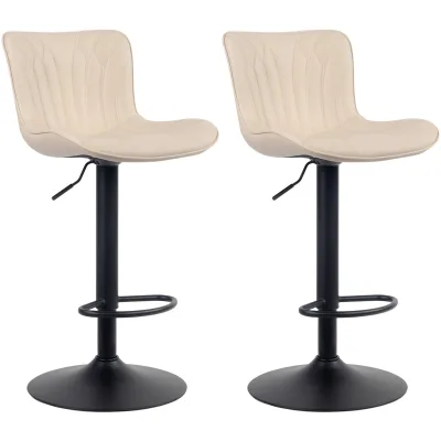 CLP 2er Set Barhocker Linus - Höhenverstellbare Barstühle - 360° Drehstühle Mit Rückenlehne Für Küche Und Bistro