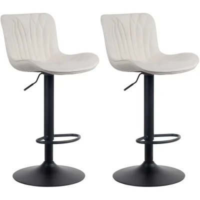 CLP 2er Set Barhocker Linus - Höhenverstellbare Barstühle - 360° Drehstühle Mit Rückenlehne Für Küche Und Bistro