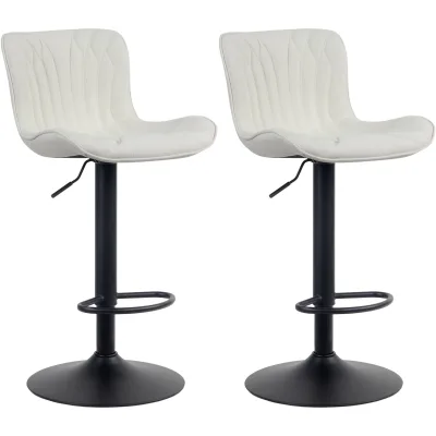 CLP 2er Set Barhocker Linus - Höhenverstellbare Barstühle - 360° Drehstühle Mit Rückenlehne Für Küche Und Bistro