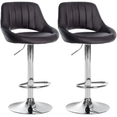 CLP Barhocker 2er Set höhenverstellbar mit Lehne Milet, Barstühle gepolstert Kunstleder, mit Metallgestellen drehbar,