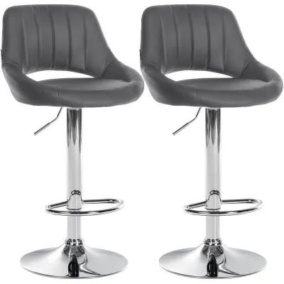 CLP Barhocker 2er Set höhenverstellbar mit Lehne Milet, Barstühle gepolstert Kunstleder, mit Metallgestellen drehbar,