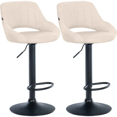 CLP Barhocker 2er Set höhenverstellbar mit Lehne Milet, Barstühle gepolstert Stoffbezüge, Tresenstühle mit Metallgestellen drehbar,