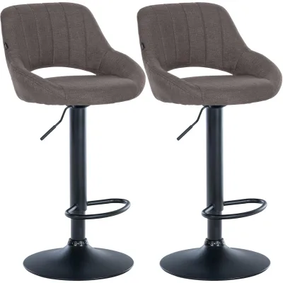 CLP Barhocker 2er Set höhenverstellbar mit Lehne Milet, Barstühle gepolstert Stoffbezüge, Tresenstühle mit Metallgestellen drehbar,