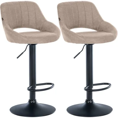 CLP 2er Set Barhocker Milet Stoff B - Farbe: taupe, Gestellmaterial: Metall matt schwarz