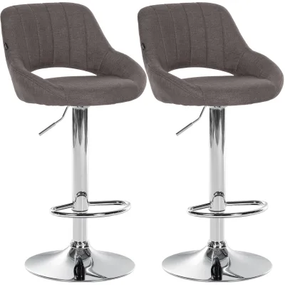 CLP Barhocker 2er Set höhenverstellbar mit Lehne Milet, Barstühle gepolstert Stoffbezüge, Tresenstühle mit Metallgestellen drehbar,