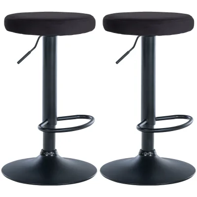 CLP 2er Set Barhocker Ponte Samt I Drehbarer Thekenhocker I Höhenverstellbarer Hocker I Küchenhocker mit Metallgestell
