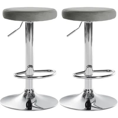 CLP 2er Set Barhocker Ponte Samt I Drehbarer Thekenhocker I Höhenverstellbarer Hocker I Küchenhocker mit Metallgestell