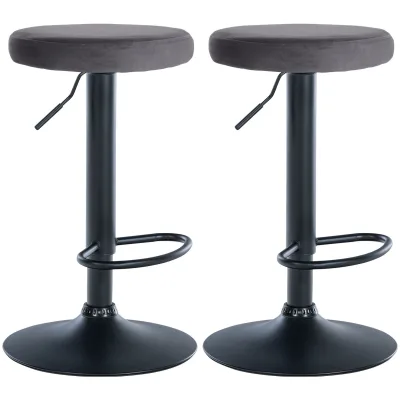 CLP 2er Set Barhocker Ponte Samt I Drehbarer Thekenhocker I Höhenverstellbarer Hocker I Küchenhocker mit Metallgestell