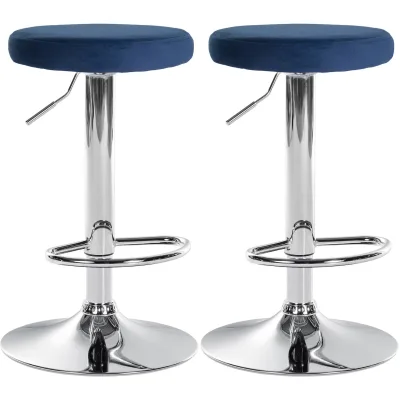 CLP 2er Set Barhocker Ponte Samt I Drehbarer Thekenhocker I Höhenverstellbarer Hocker I Küchenhocker mit Metallgestell