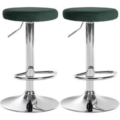 CLP 2er Set Barhocker Ponte Samt I Drehbarer Thekenhocker I Höhenverstellbarer Hocker I Küchenhocker mit Metallgestell