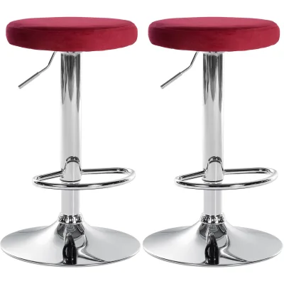CLP 2er Set Barhocker Ponte Samt I Drehbarer Thekenhocker I Höhenverstellbarer Hocker I Küchenhocker mit Metallgestell