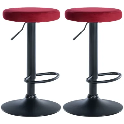 CLP 2er Set Barhocker Ponte Samt I Drehbarer Thekenhocker I Höhenverstellbarer Hocker I Küchenhocker mit Metallgestell
