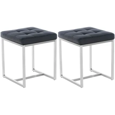 CLP 2er Set Edelstahl-Sitzhocker Barci Kunstleder I Moderne Hocker Mit Hochwertiger Polsterung Und Bodenschonern In Vielen Farben