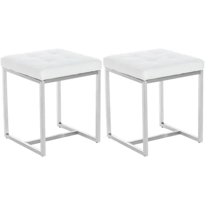 CLP 2er Set Edelstahl-Sitzhocker Barci Kunstleder I Moderne Hocker Mit Hochwertiger Polsterung Und Bodenschonern In Vielen Farben