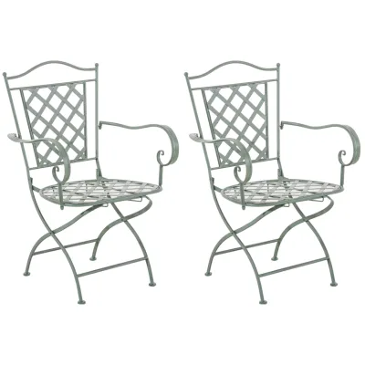 CLP 2er Set Eisenstühle Adara im Jugendstil I Outdoor-Stühle mit Armlehnen I Handgefertigte Gartenstühle aus Eisen