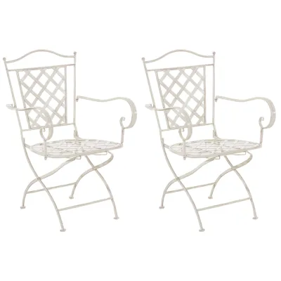 CLP 2er Set Eisenstühle Adara im Jugendstil I Outdoor-Stühle mit Armlehnen I Handgefertigte Gartenstühle aus Eisen
