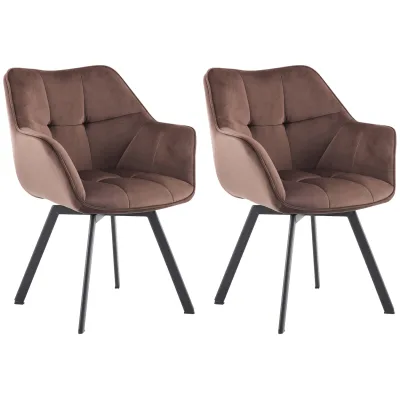 CLP 2er Set Esszimmerstuhl Jordi aus Samt   Drehbarer Sessel für Wohn- und Essbereiche   Ergonomisches Design belastbar bis 150 kg
