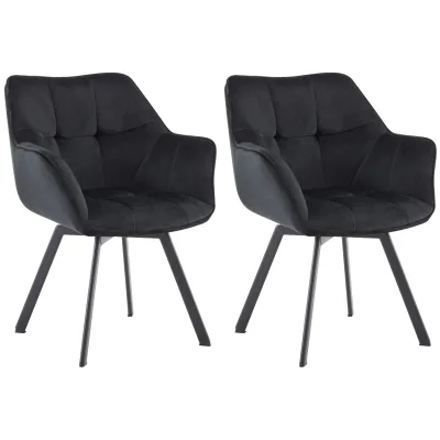 CLP 2er Set Esszimmerstuhl Jordi aus Samt   Drehbarer Sessel für Wohn- und Essbereiche   Ergonomisches Design belastbar bis 150 kg