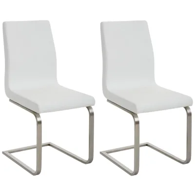 CLP 2er Set Esszimmerstühle Belfort, Freischwinger mit Polsterung, Kunstlederbezug, Edelstahlgestell, Küchenstuhl modern