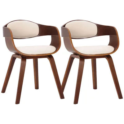 CLP 2er-Set Esszimmerstühle Kingston, ergonomisch mit gepolsterter Rückenlehne, Kunstleder & Holz, bis 150 kg belastbar