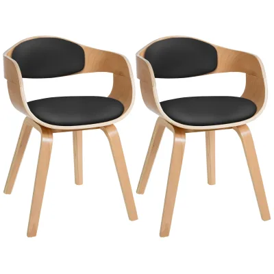 CLP 2er-Set Esszimmerstühle Kingston, ergonomisch mit gepolsterter Rückenlehne, Kunstleder & Holz, bis 150 kg belastbar