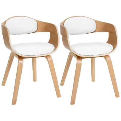 CLP 2er-Set Esszimmerstühle Kingston, ergonomisch mit gepolsterter Rückenlehne, Kunstleder & Holz, bis 150 kg belastbar