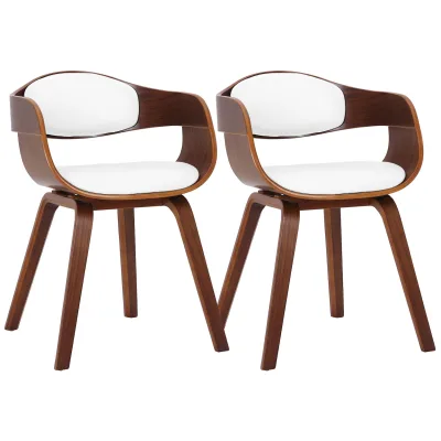 CLP 2er-Set Esszimmerstühle Kingston, ergonomisch mit gepolsterter Rückenlehne, Kunstleder & Holz, bis 150 kg belastbar