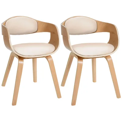 CLP 2er-Set Esszimmerstühle Kingston, ergonomisch mit gepolsterter Rückenlehne, Kunstleder & Holz, bis 150 kg belastbar
