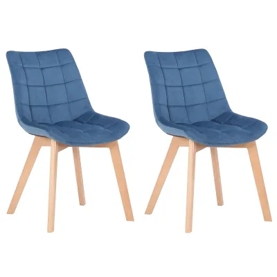 CLP 2er-Set Esszimmerstühle Passaic Samt, ergonomisch gepolstert & gesteppt, mit Bodenschonern, bis 150 kg belastbar
