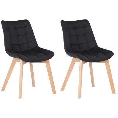 CLP 2er-Set Esszimmerstühle Passaic Samt, ergonomisch gepolstert & gesteppt, mit Bodenschonern, bis 150 kg belastbar