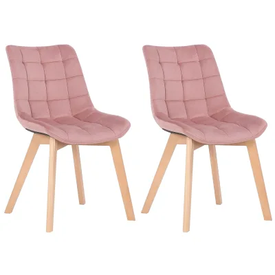 CLP 2er-Set Esszimmerstühle Passaic Samt, ergonomisch gepolstert & gesteppt, mit Bodenschonern, bis 150 kg belastbar