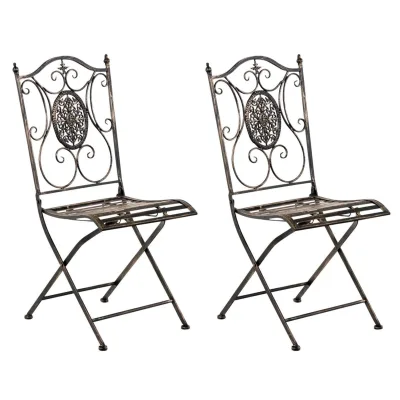 CLP 2er-Set Gartenstuhl Sibell im Landhausstil, aus Metall mit klappbarem Design, ideal für Terrasse oder Balkon, in 6 Farben erhältlich