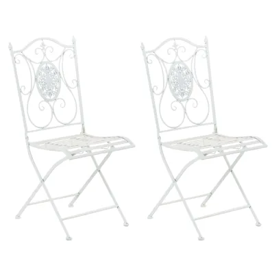 CLP 2er-Set Gartenstuhl Sibell im Landhausstil, aus Metall mit klappbarem Design, ideal für Terrasse oder Balkon, in 6 Farben erhältlich